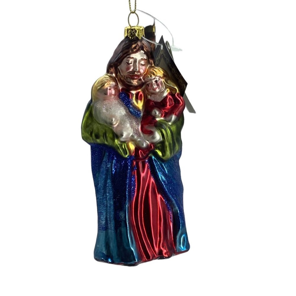 Robert Stanley Jesus with Children Blown Glass Ornament 5"‎ #6339667 Christmas